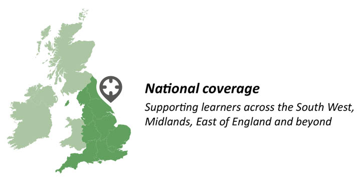 National coverage throughout England